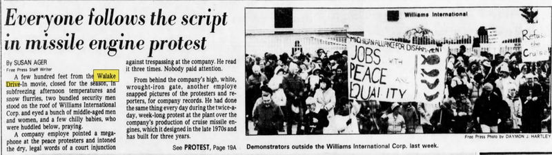 Walake Drive-In Theatre - Dec 1983 Article On Protests Near Theater (newer photo)